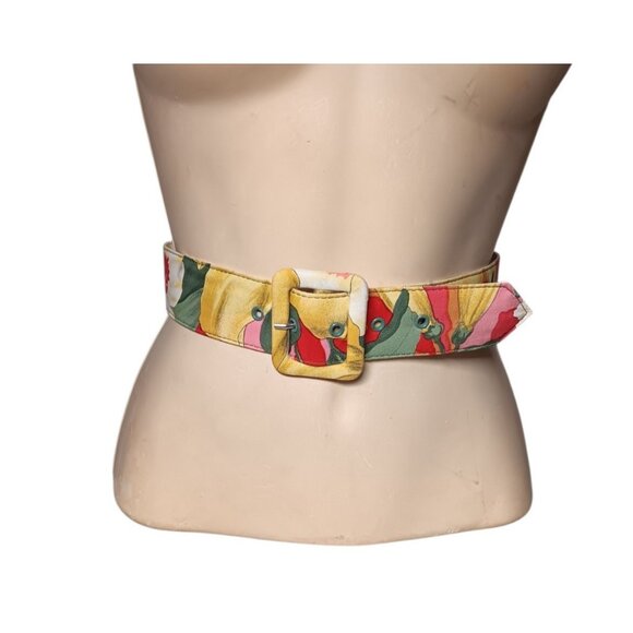 Coat or Dress Belt Floral Flowers Print with Covered Buckle 26\